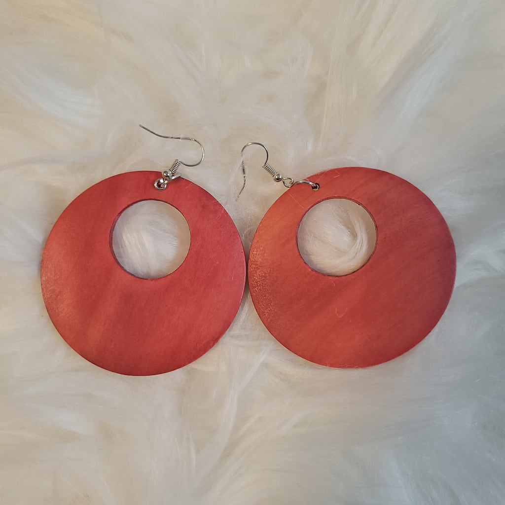Wooden Red Fashionable Earrings