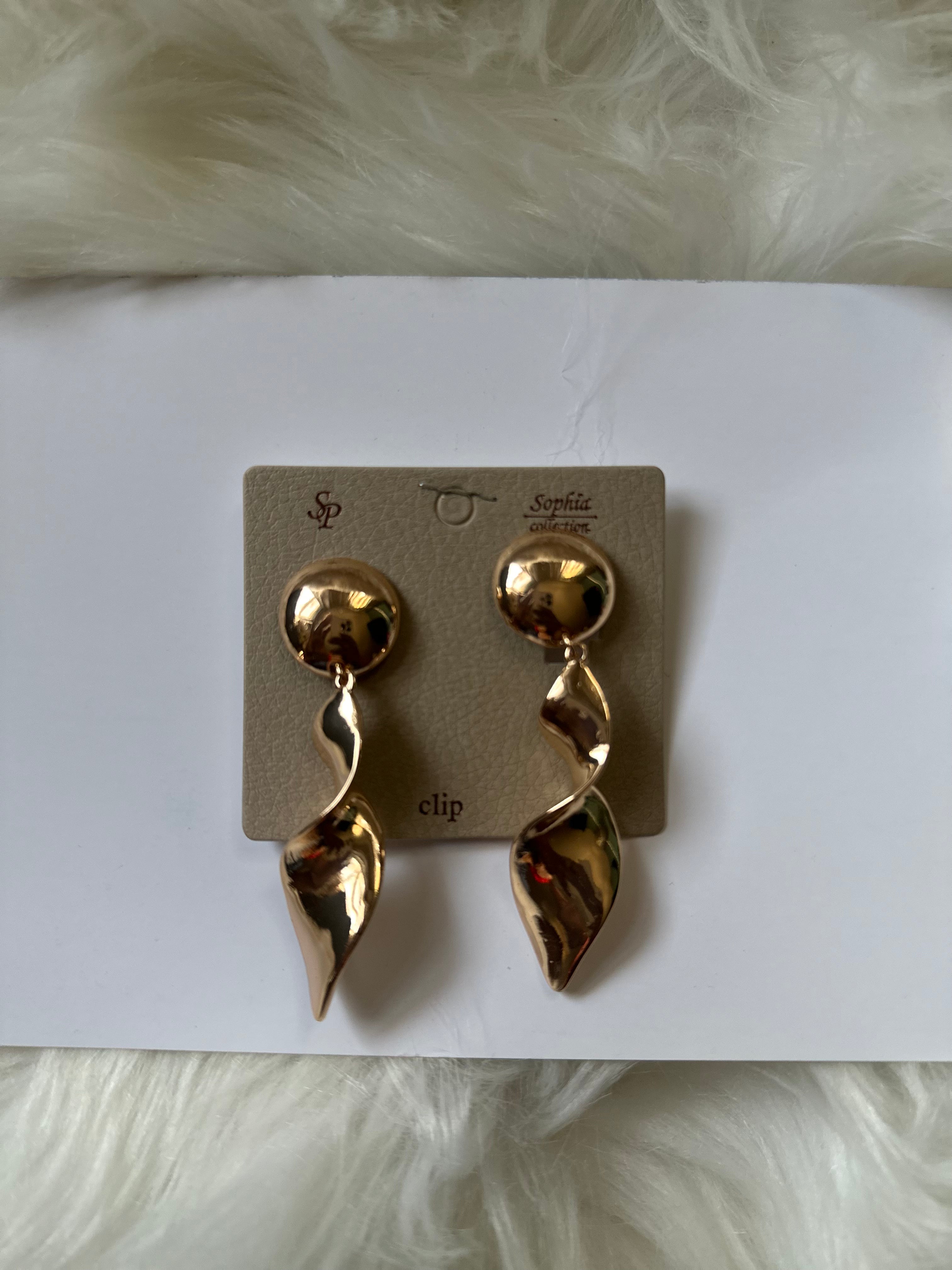Gold long earrings