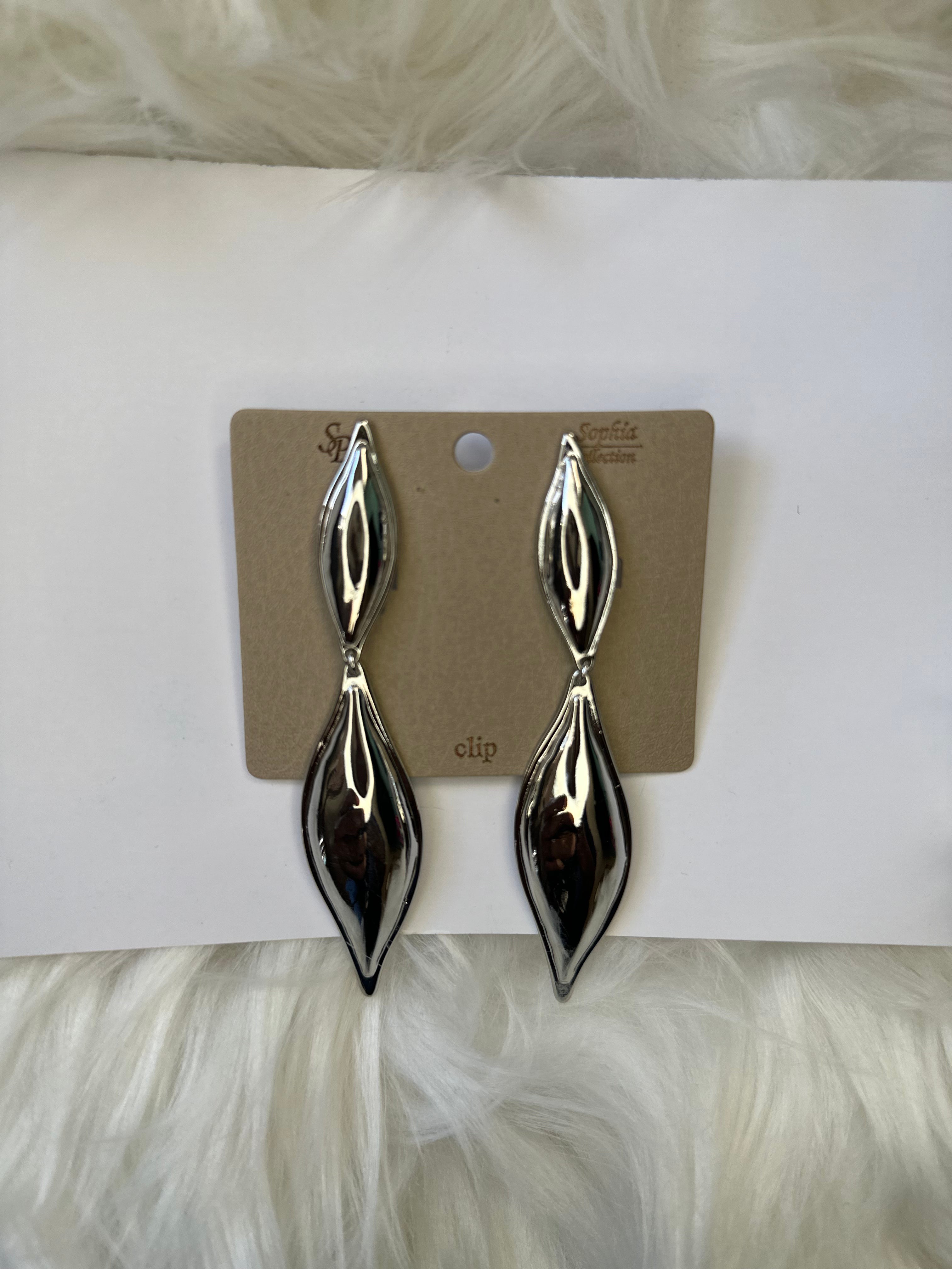 Long silver earrings