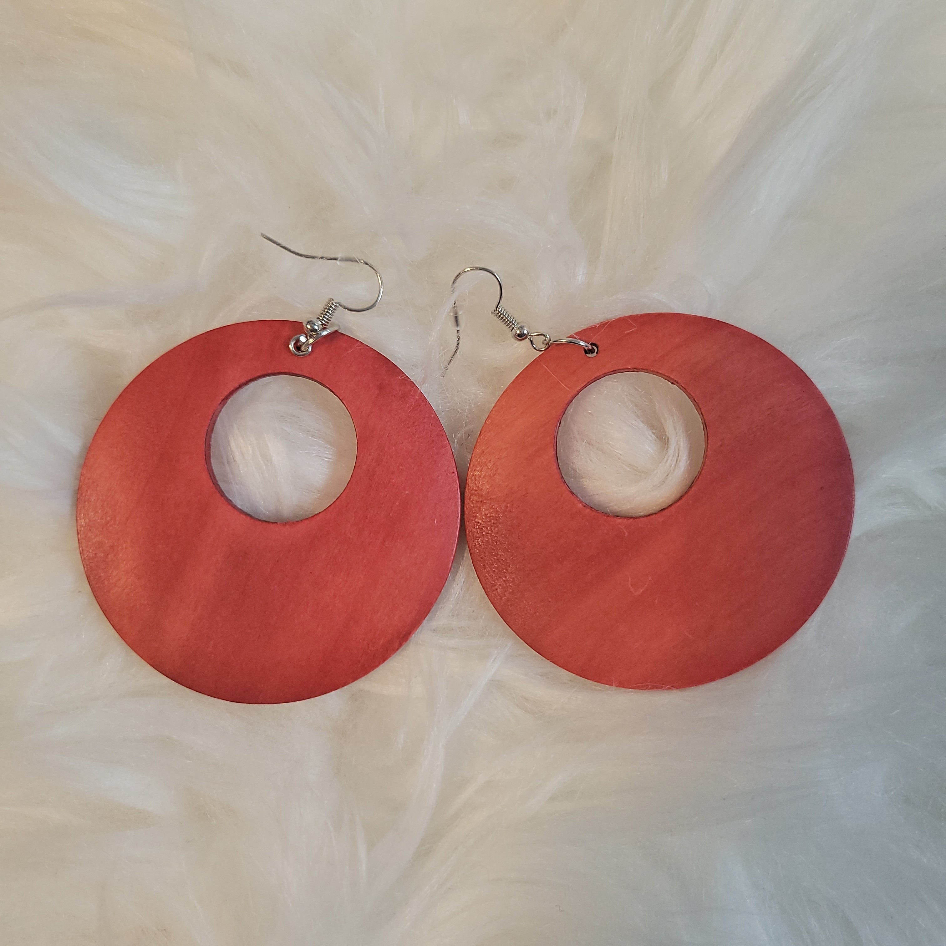 Wooden Red Fashionable Earrings