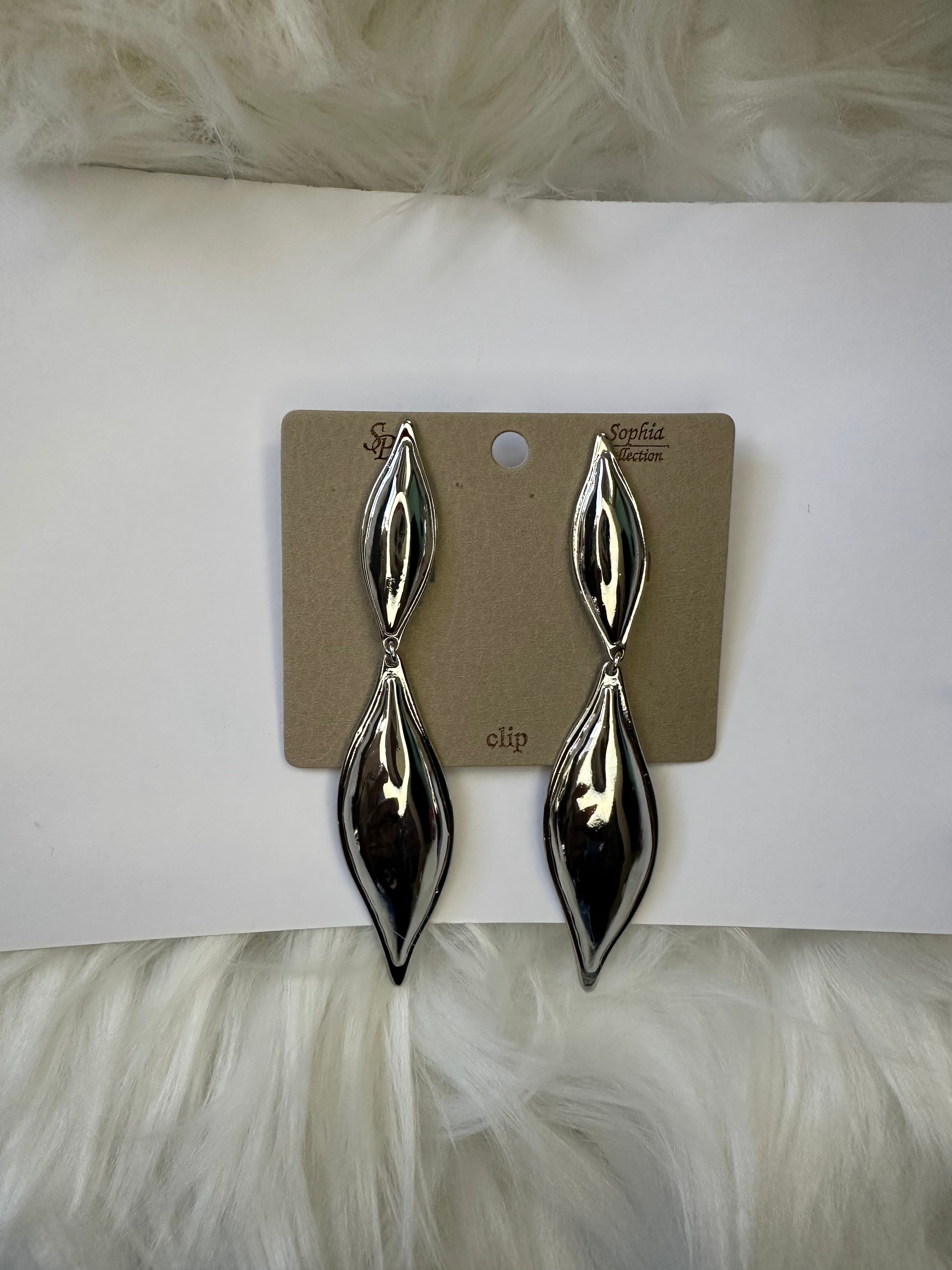 Long silver earrings