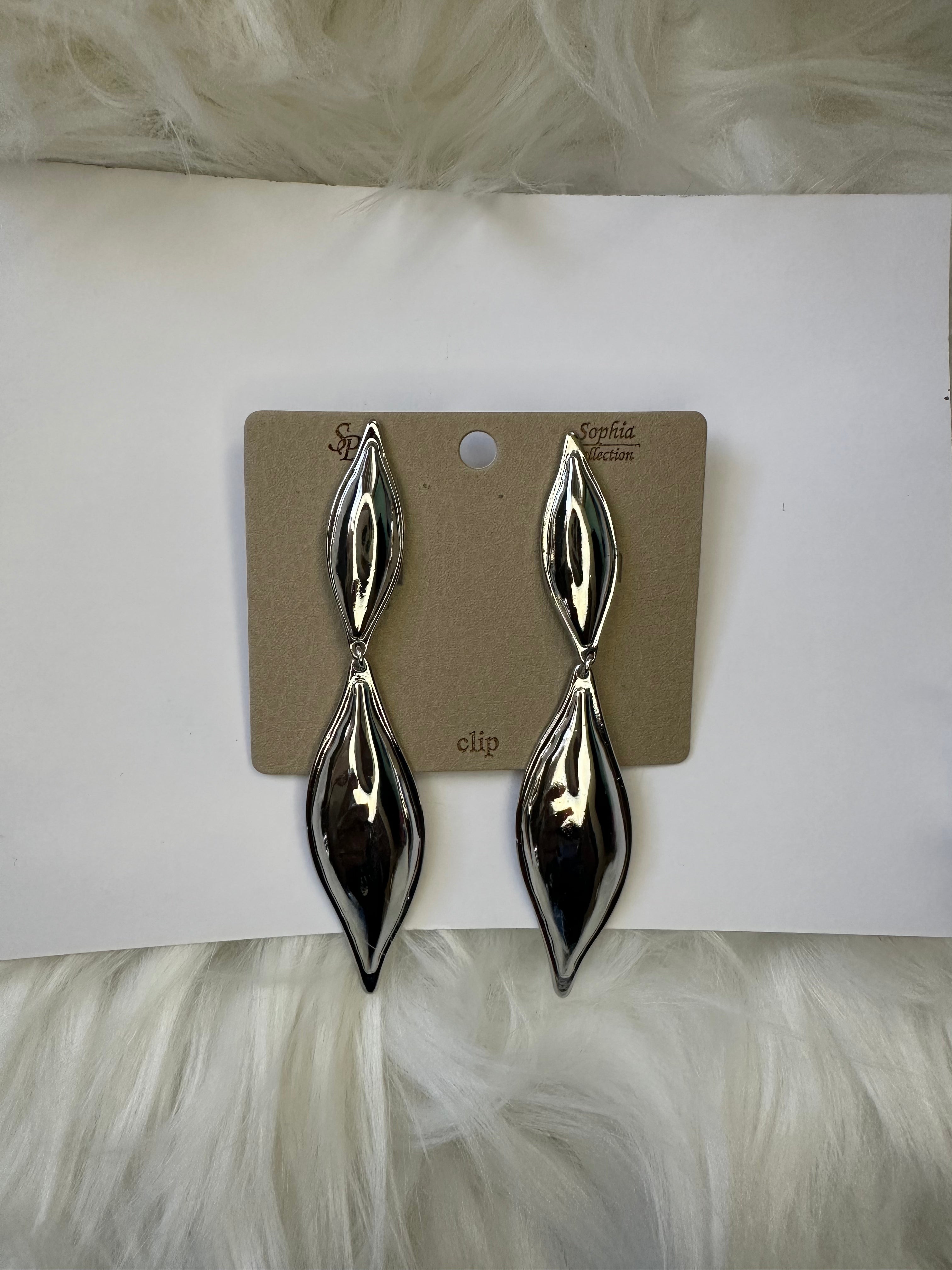 Long silver earrings