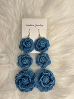 Blue Jean Floral Earrings