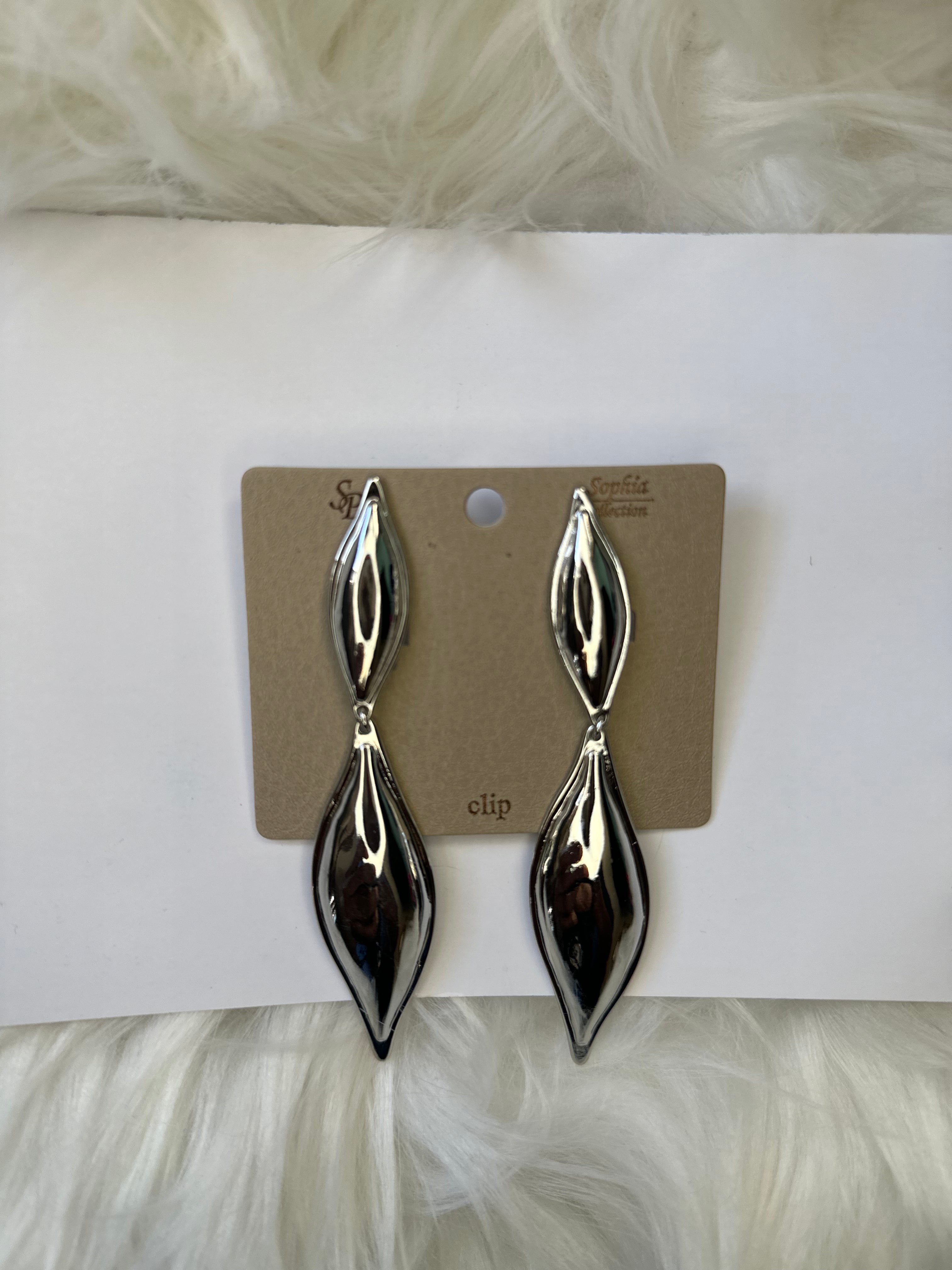 Long silver earrings