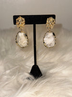 Gold Marble Stone Earrings Clip-on