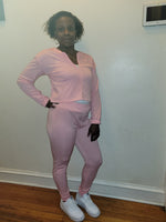 2piece Pink Crop Top Jogger Sets